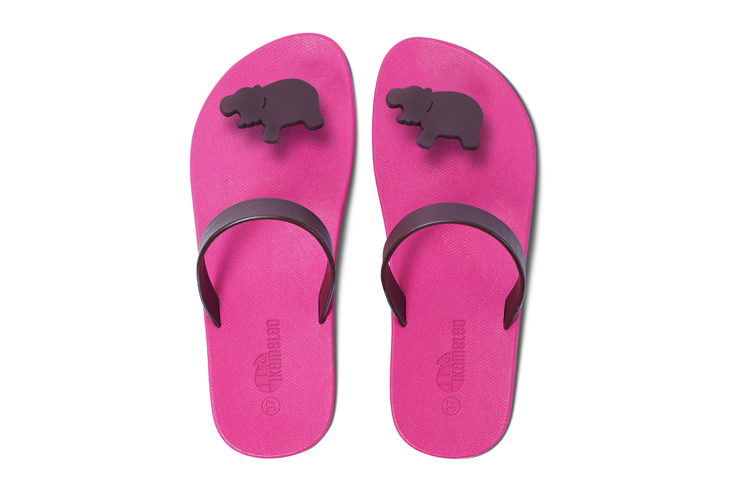 Poppi Hippo Pink Sole Brown Strap