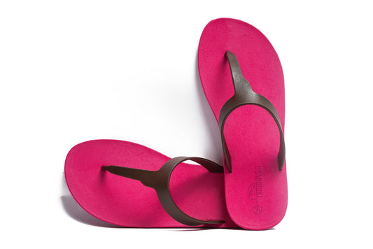 Thongs Pink Sole Brown Strap
