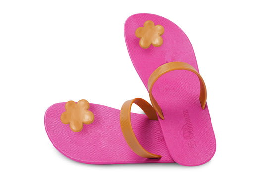 Poppi Flora Pink Sole Caramel Strap