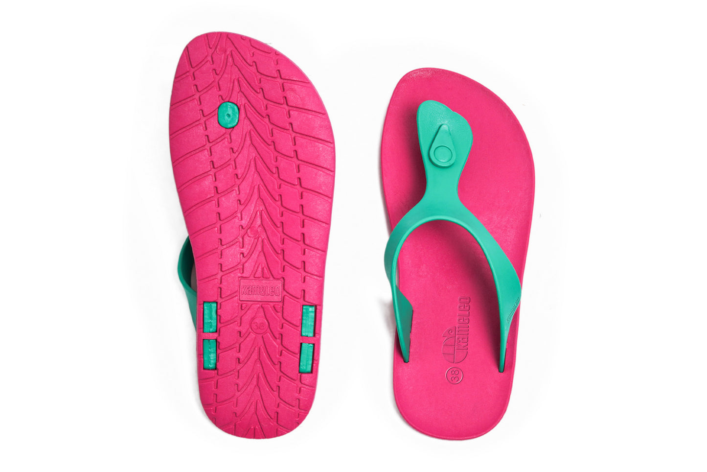 Candy Pink Sole Green Strap