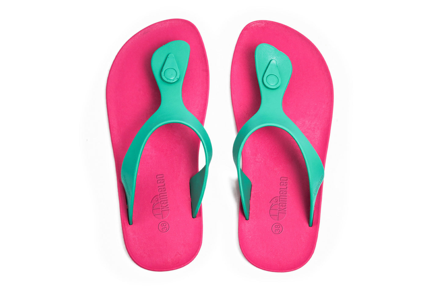 Candy Pink Sole Green Strap