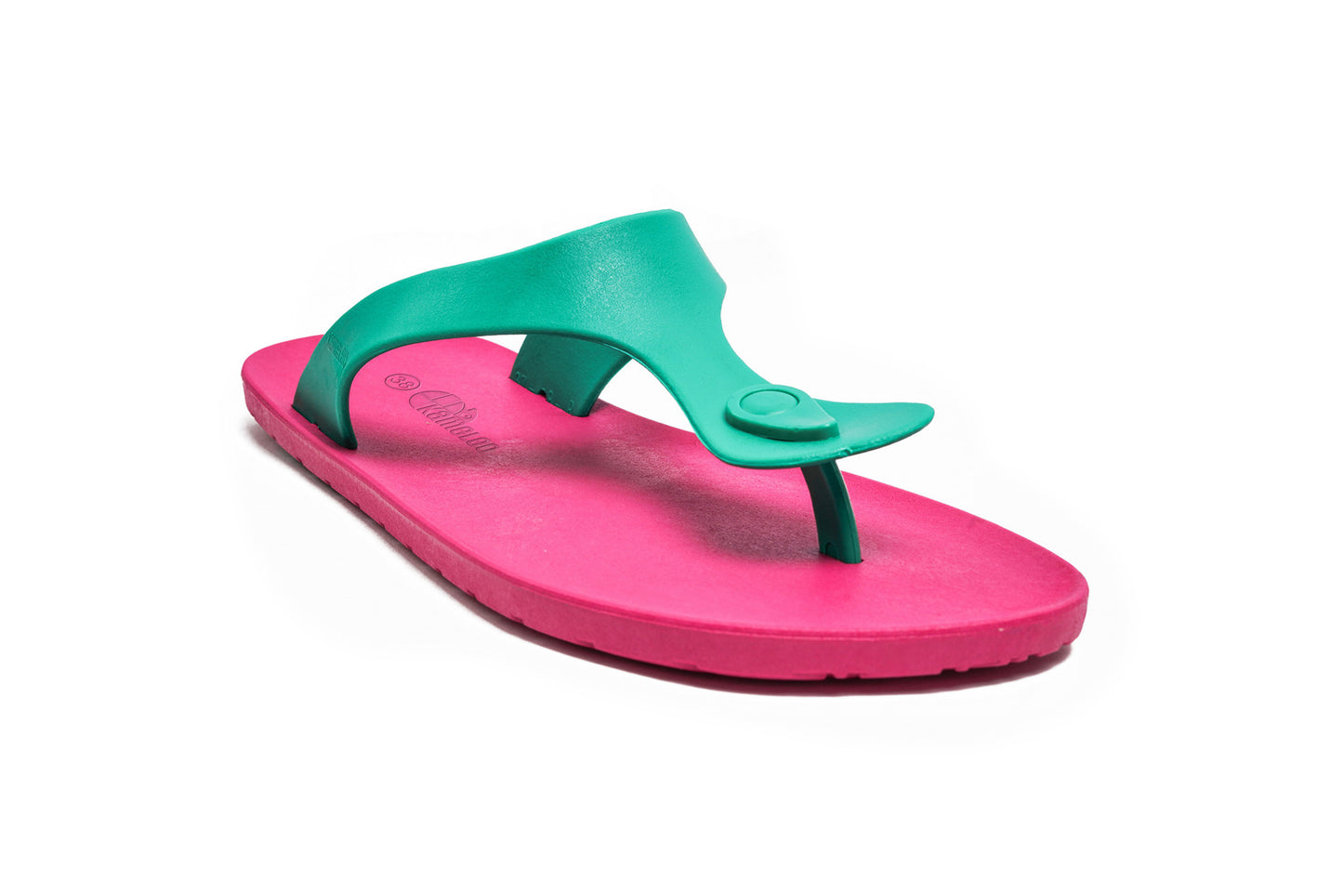 Candy Pink Sole Green Strap