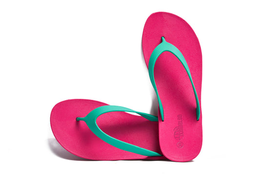 Flippy Pink Sole Green Strap
