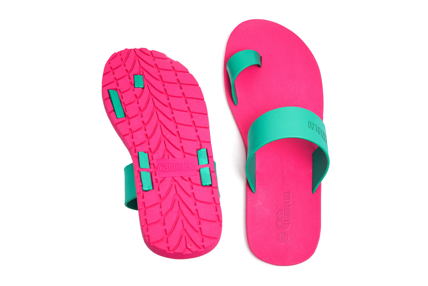 Pop Thumb Pink Sole Green Strap