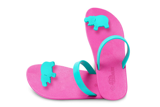 Poppi Hippo Pink Sole Green Strap