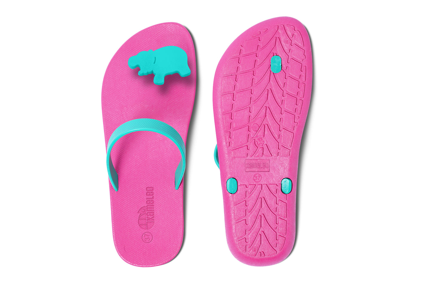 Poppi Hippo Pink Sole Green Strap