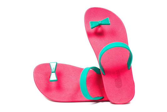 Poppi Bow Pink Sole Green Strap