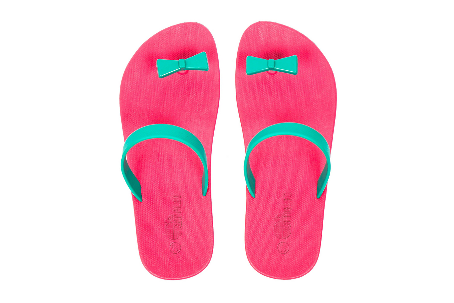 Poppi Bow Pink Sole Green Strap