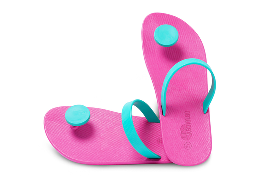 Poppi Dot Pink Sole Green Strap