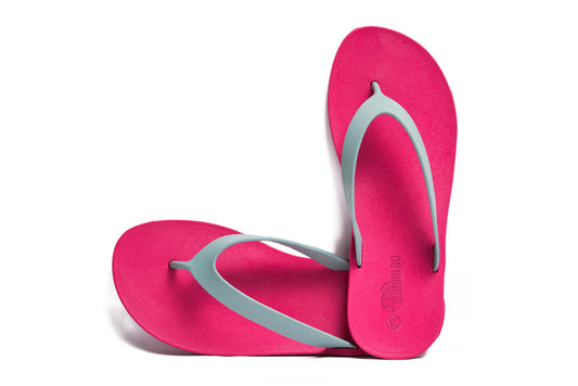 Flippy Pink Sole Grey Strap