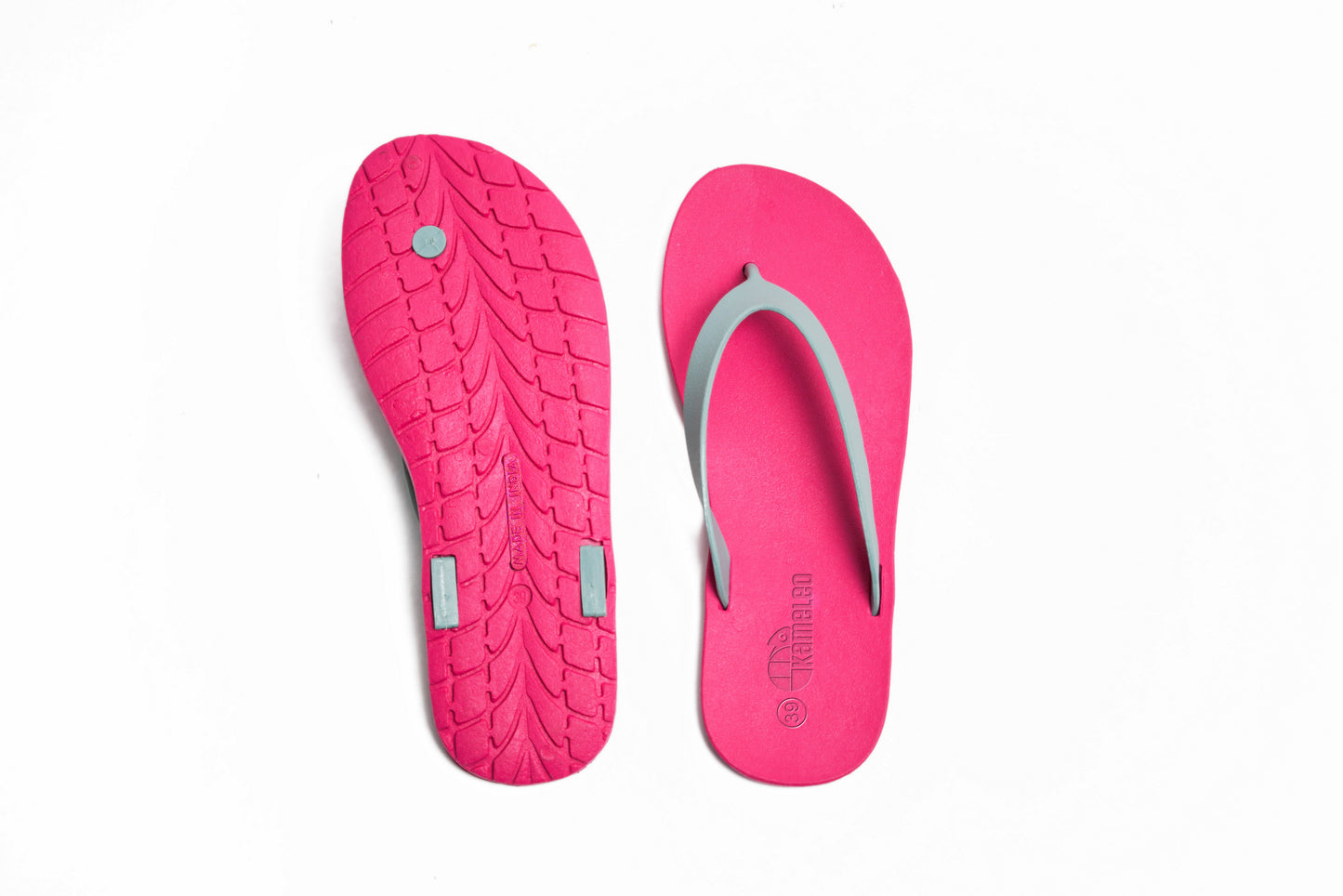 Flippy Pink Sole Grey Strap