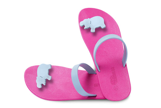 Poppi Hippo Pink Sole Grey Strap