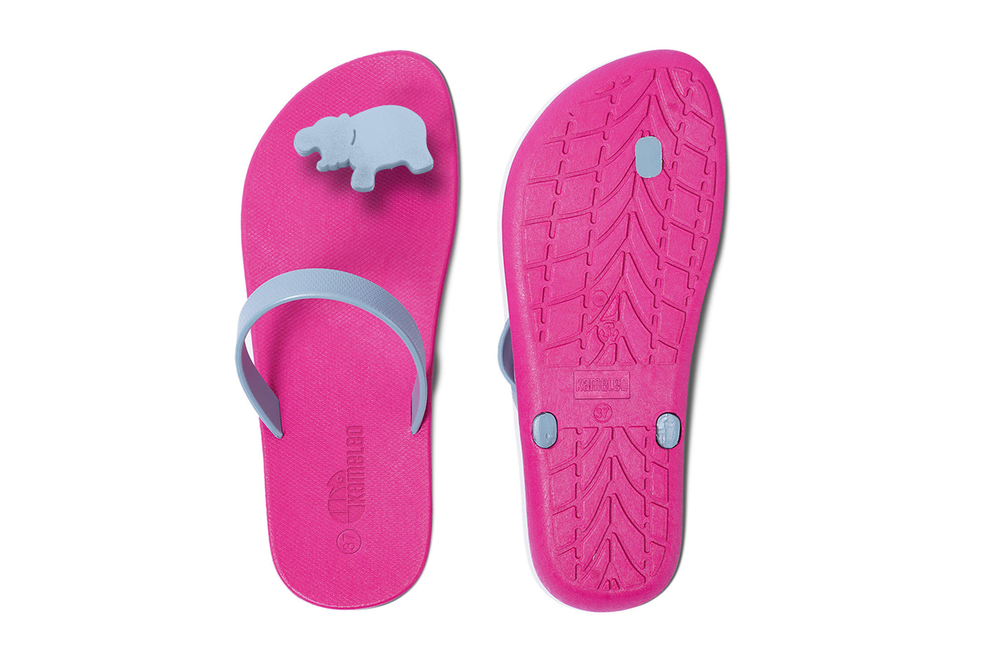 Poppi Hippo Pink Sole Grey Strap