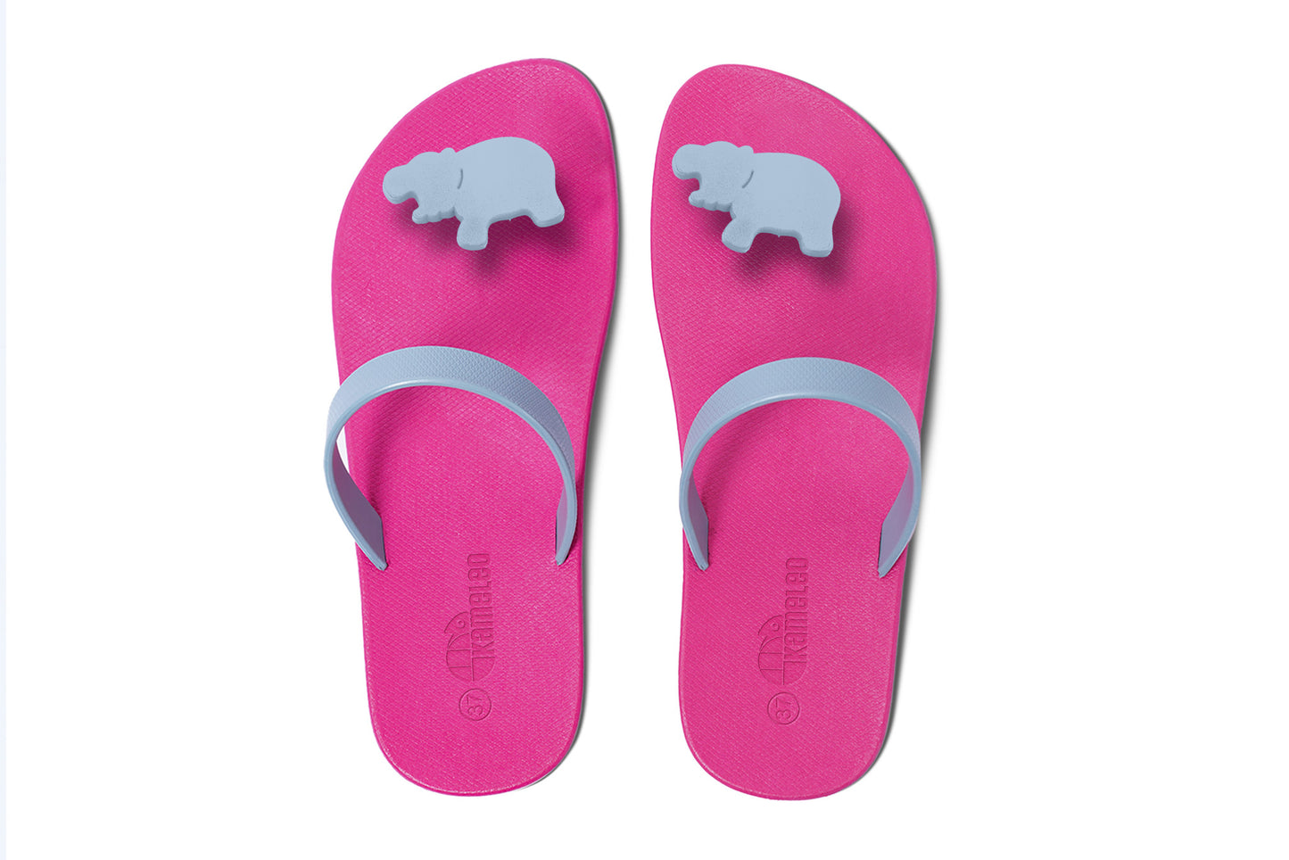 Poppi Hippo Pink Sole Grey Strap