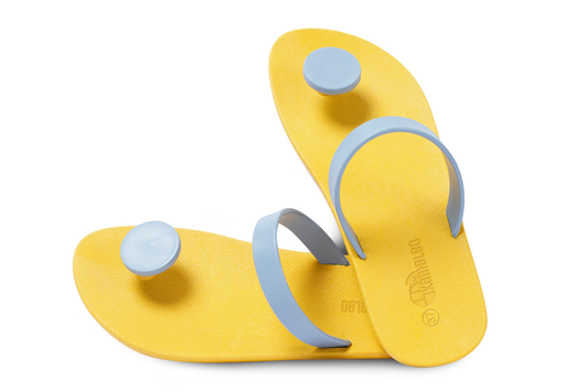 Poppi Dot Yellow Sole Grey Strap