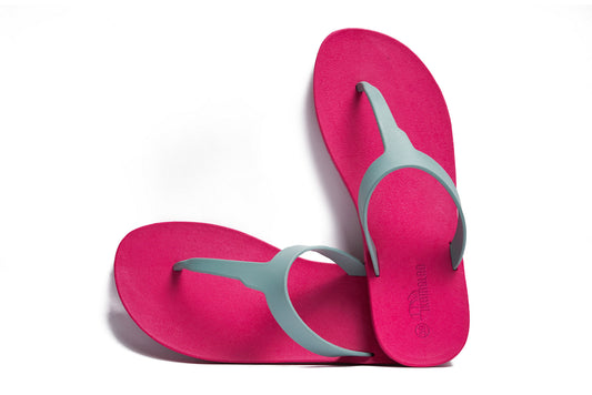 Thongs Pink Sole Grey Strap