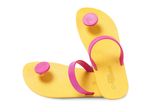 Poppi Dot Yellow Sole Pink Strap