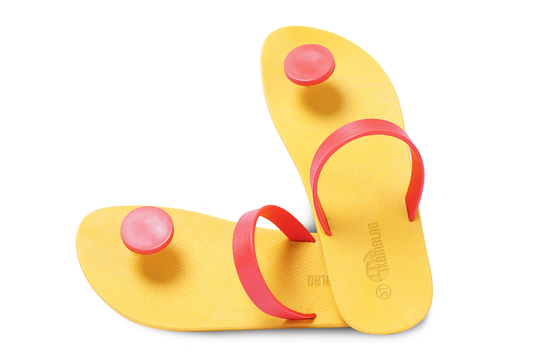 Poppi Dot Yellow Sole Red Strap