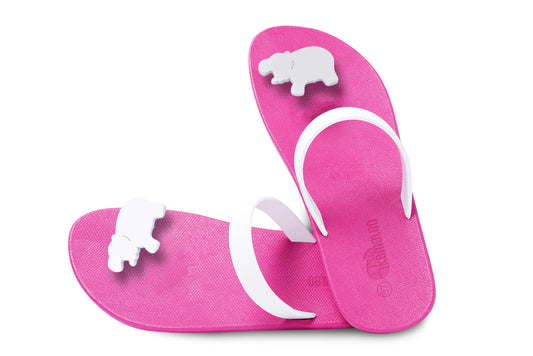Poppi Hippo Pink Sole White Strap