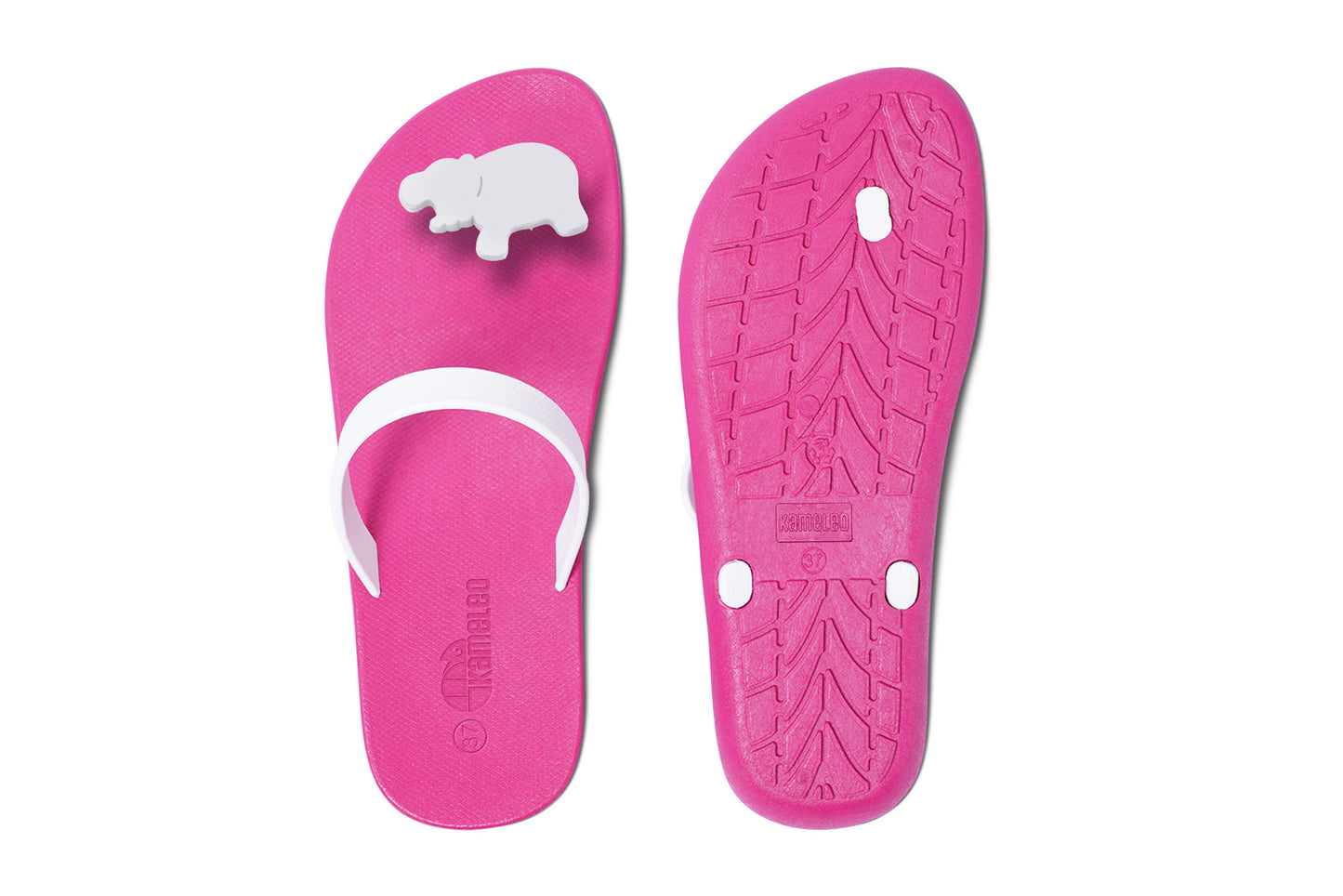Poppi Hippo Pink Sole White Strap