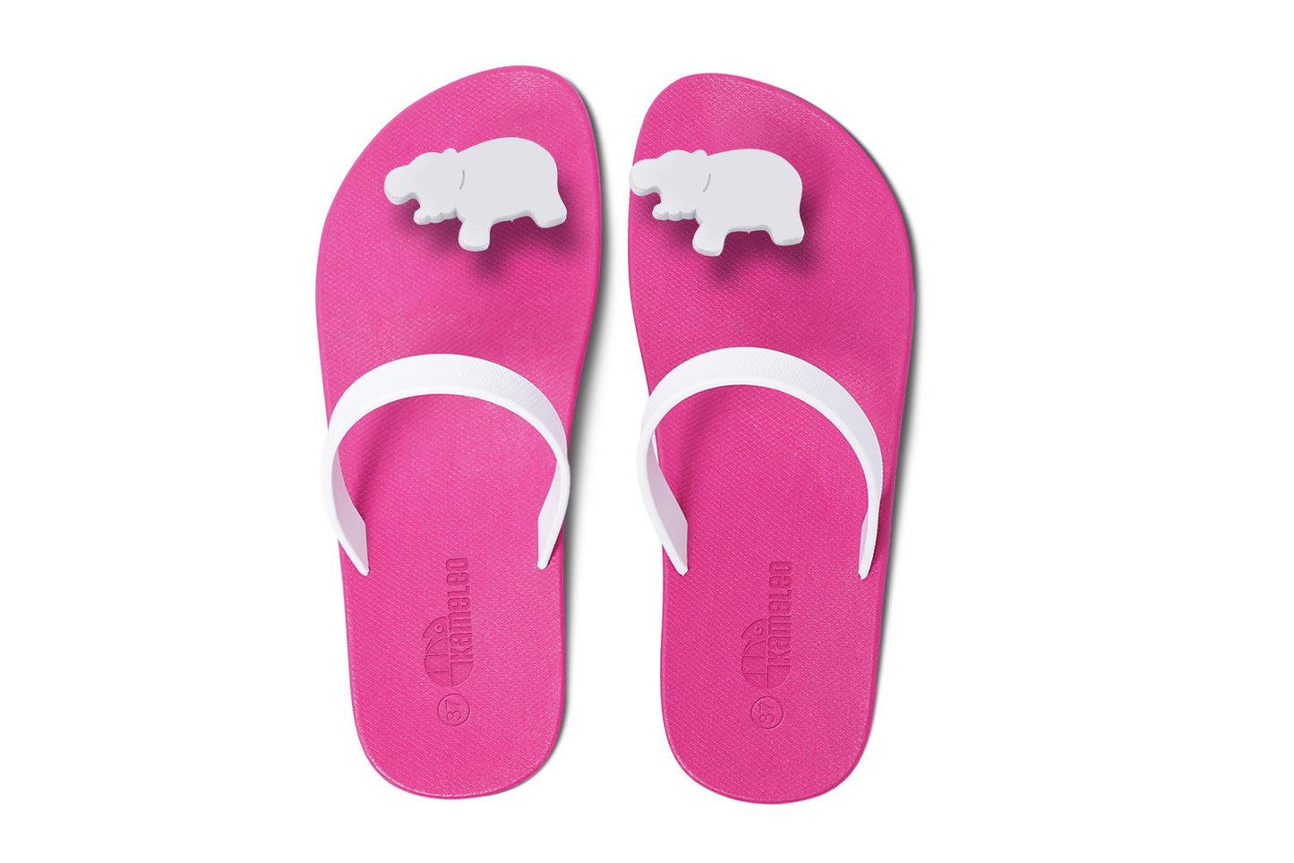 Poppi Hippo Pink Sole White Strap