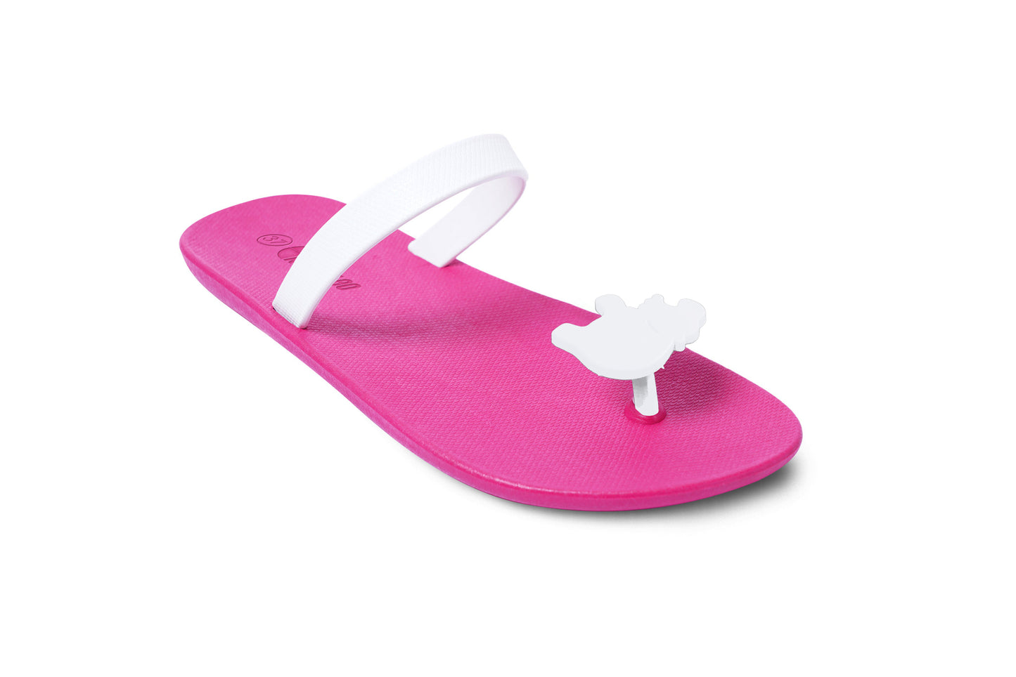 Poppi Hippo Pink Sole White Strap
