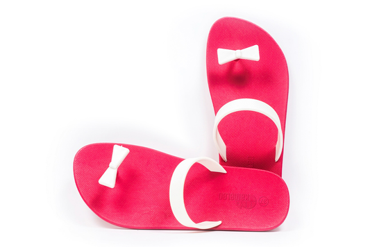 Poppi Bow Pink Sole White Strap