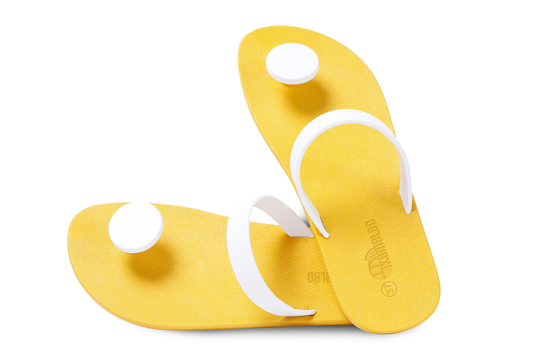 Poppi Dot Yellow Sole White Strap