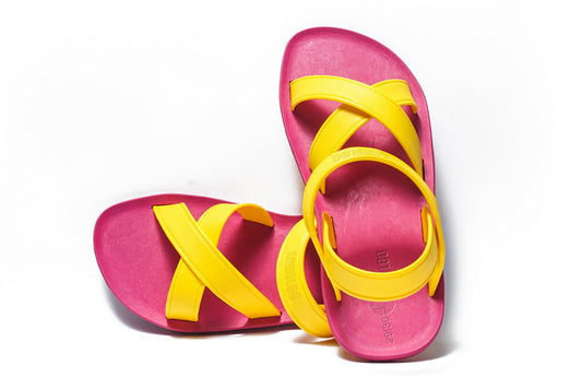 Cross Plus Kids Pink Sole Yellow Strap