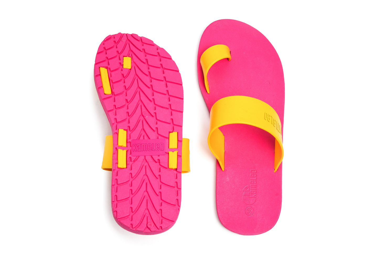 Pop Thumb Pink Sole Yellow Strap