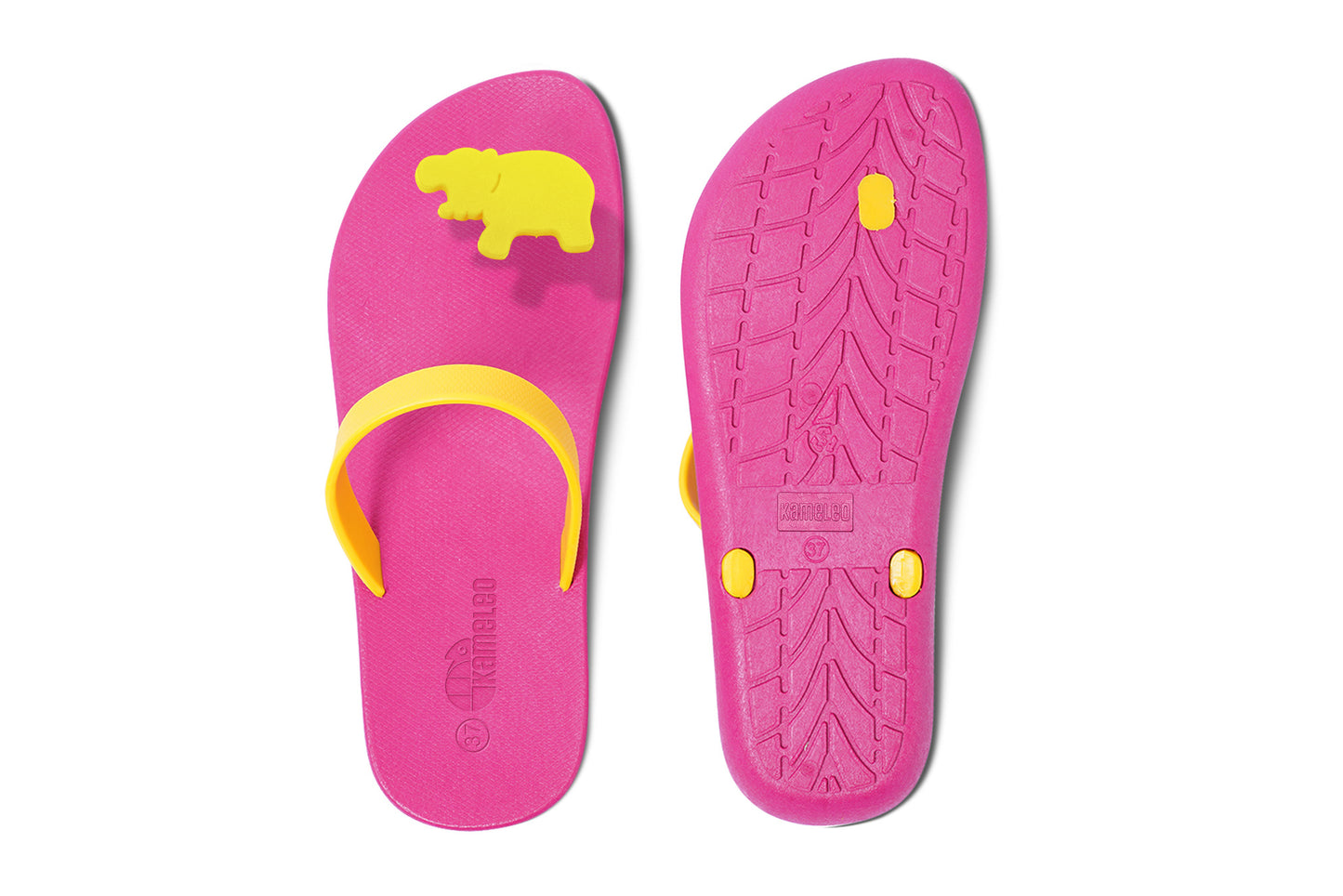 Poppi Hippo Pink Sole Yellow Strap