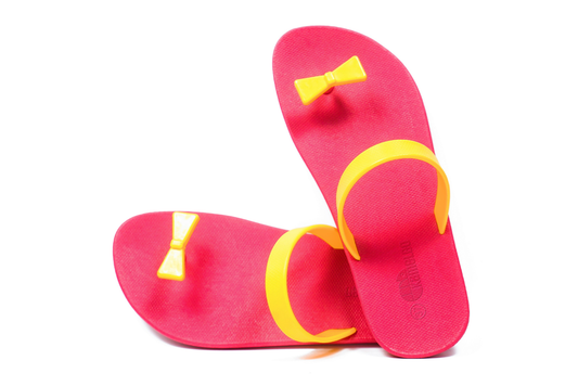 Poppi Bow Pink Sole Yellow Strap