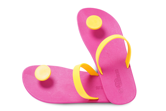 Poppi Dot Pink Sole Yellow Strap