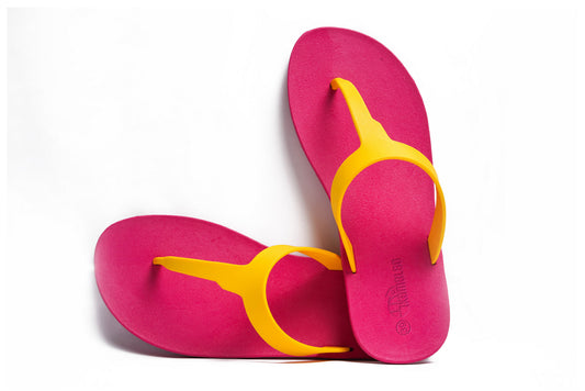 Thongs Pink Sole Yellow Strap