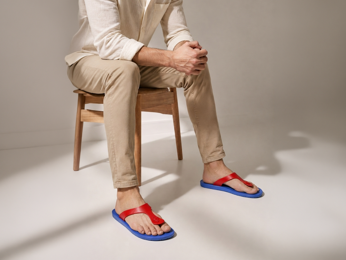 Candy Blue Sole Red Strap