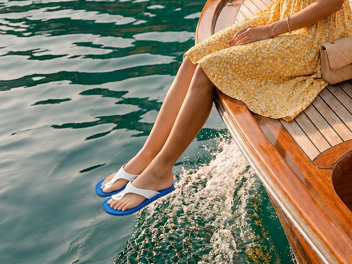 Candy Blue Sole White Strap