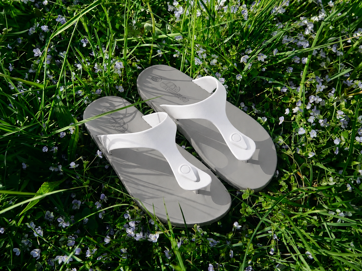 Candy Grey Sole White Strap