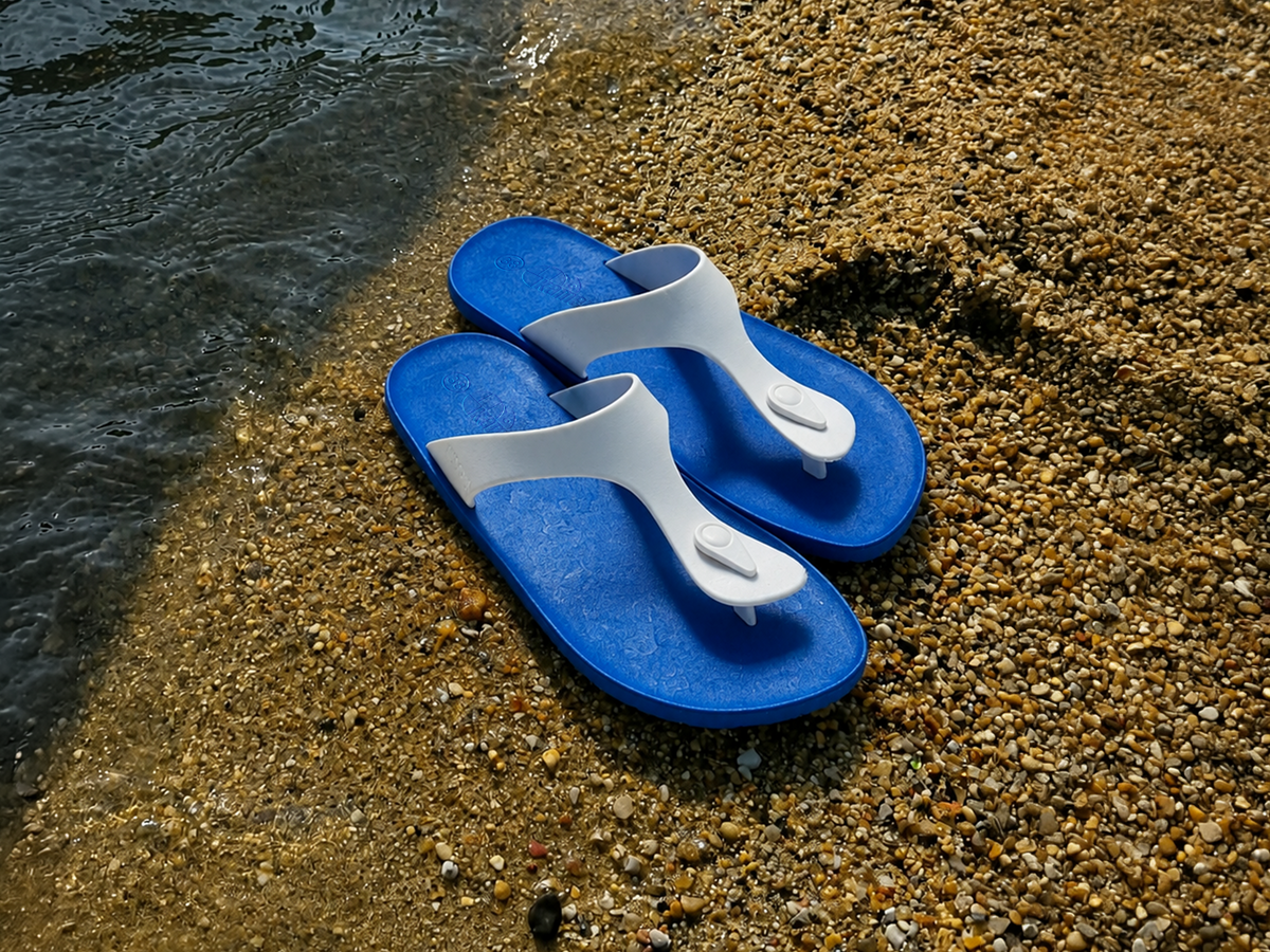 Candy Blue Sole White Strap