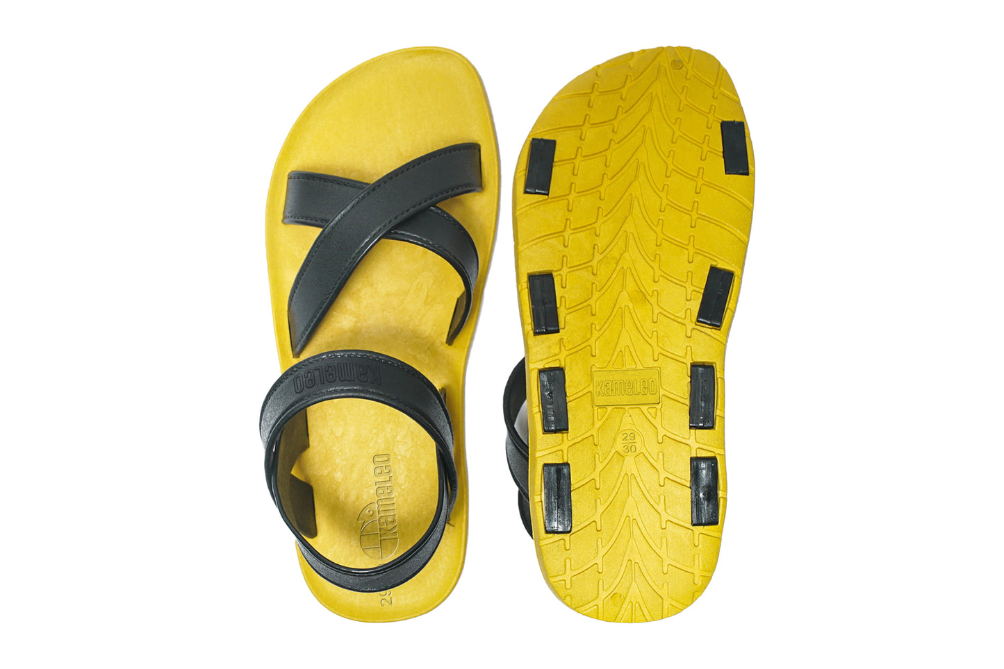 Cross Plus Kids Yellow Sole Black Strap