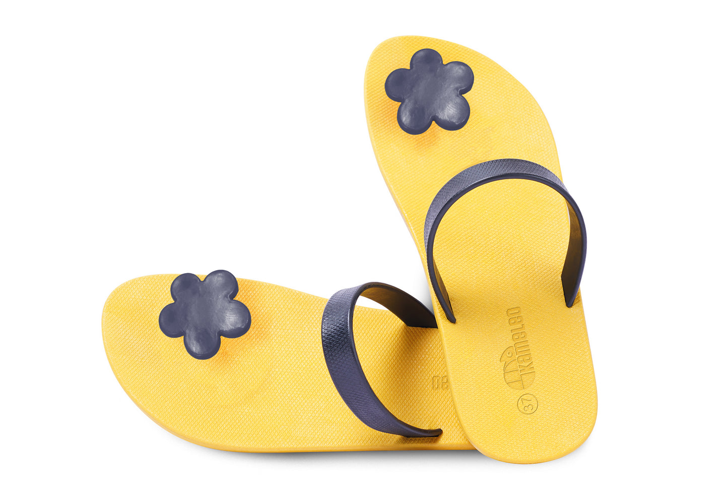 Poppi Flora Yellow Sole Black Strap