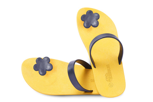 Poppi Flora Yellow Sole Black Strap