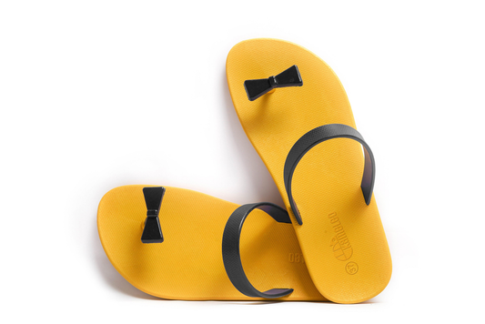 Poppi Bow Yellow Sole Black Strap