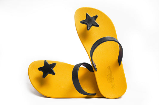 Poppi Star Yellow Sole Black Strap