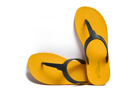 Thongs Yellow Sole Black Strap