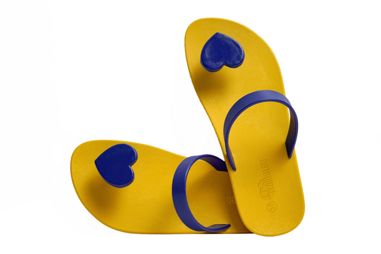 Poppi Heart Yellow Sole Blue Strap