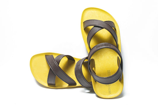 Cross Plus Kids Yellow Sole Brown Strap