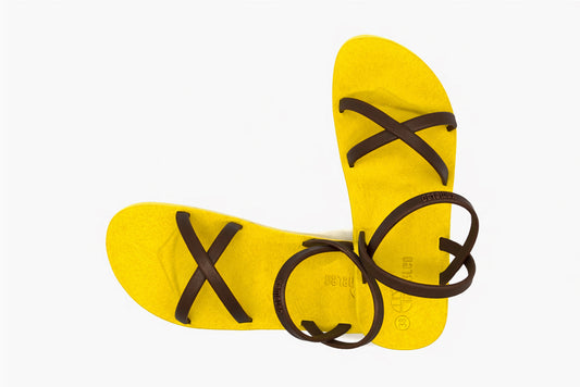 Cross Slim Yellow Sole Brown Strap
