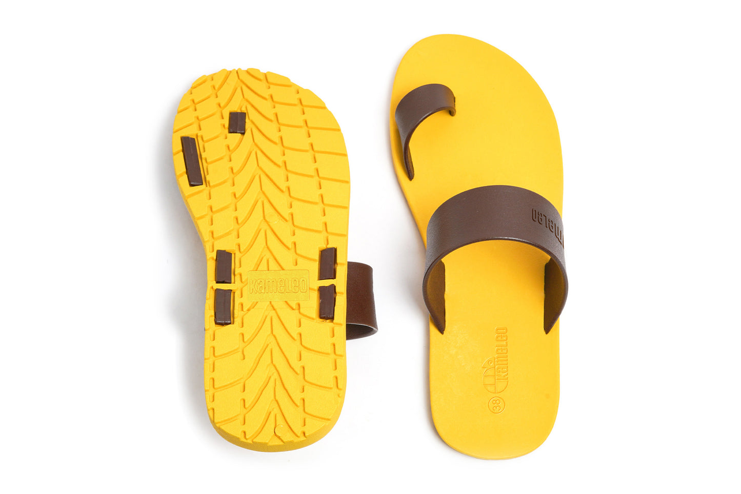 Pop Thumb Yellow Sole Brown Strap