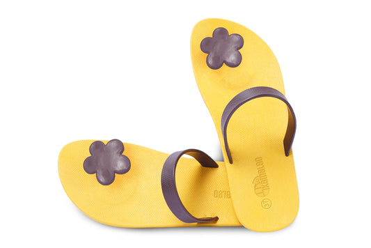 Poppi Flora Yellow Sole Brown Strap