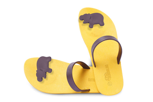 Poppi Hippo Yellow Sole Brown Strap